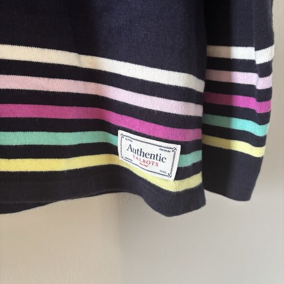 Talbots Striped Pullover Top Navy Blue Pink Long Sleeve Shirt Sz XL Petite - Picture 3 of 7